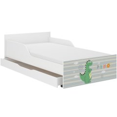 Krásná dětská postel bílé barvy s motivem dráčka 160 x 80 cm