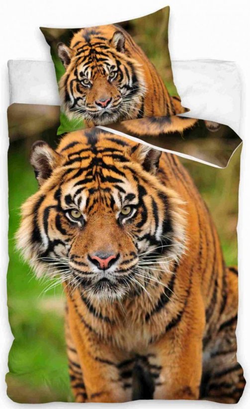 Lenjerie de pat din bumbac pentru copii cu imprimeu 3D tigru