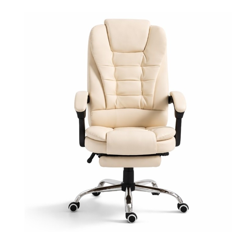 Sedia da ufficio BOSS con poggiapiedi - ecopelle crema