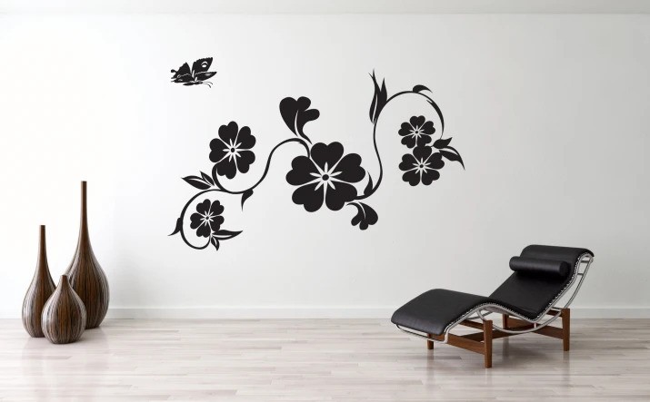 Adesivo murale per interni con motivo di fiori semplici Adesivo murale per interni con motivo di fiori semplici