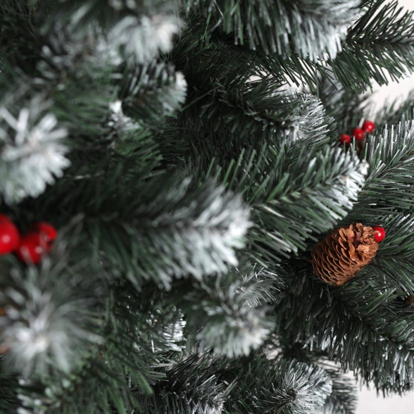 Luxus-Weihnachtsbaum Tanne dekoriert mit Eberesche und Tannenzapfen 220 cm