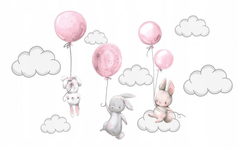 Veselá nálepka na zeď králíky XXXXL