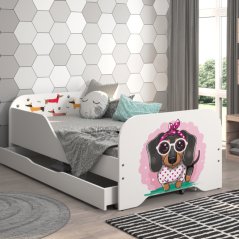 Kompletná detská posteľ  140 x 70 cm s matracom a roštom -  SWEET DOG