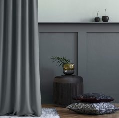 Temno siva zavesa Aura s srebrnimi krogi 180 x 260 cm