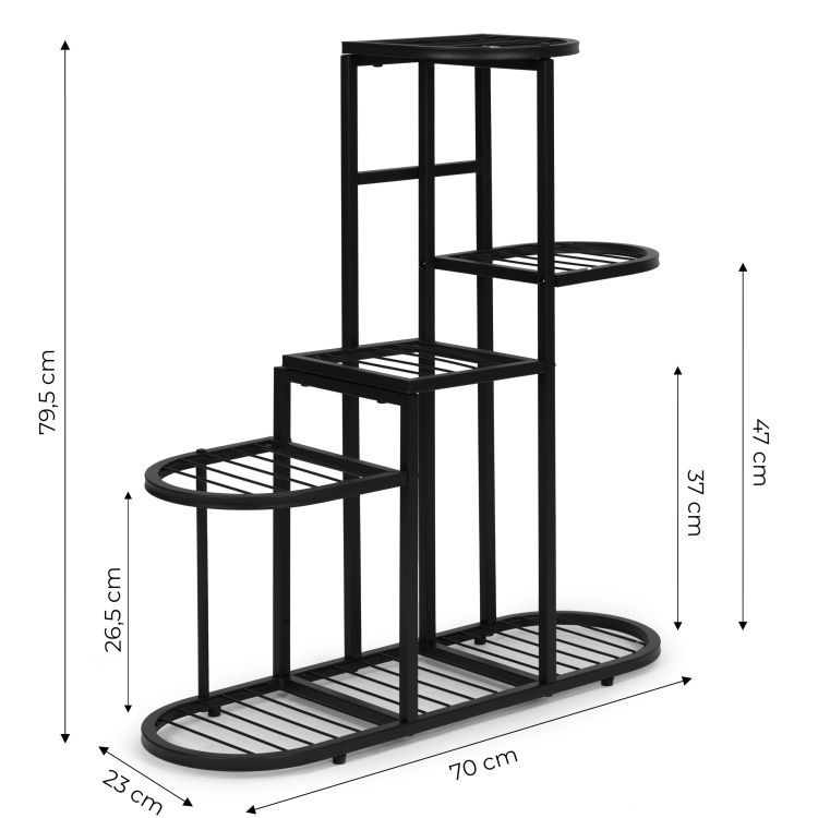 Suport minimalist pentru flori - 5 niveluri, metal negru