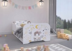 Tolles Kinderbett mit Motiv Kätzchen und Nachthimmel 140 x 70 cm