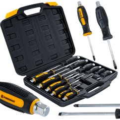 Sada rázových skrutkovačov Powermat 12 ks – magnetické Cr-V hroty, HEX stopka, úderové