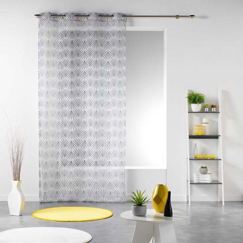 Luxusná záclona do obývačky bielej farby s potlačou EVY SIDE