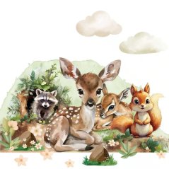 Akvarelová samolepka - lesní zvířata