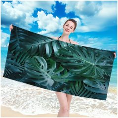 Plážová osuška s motivem tropických listů 100 x 180 cm