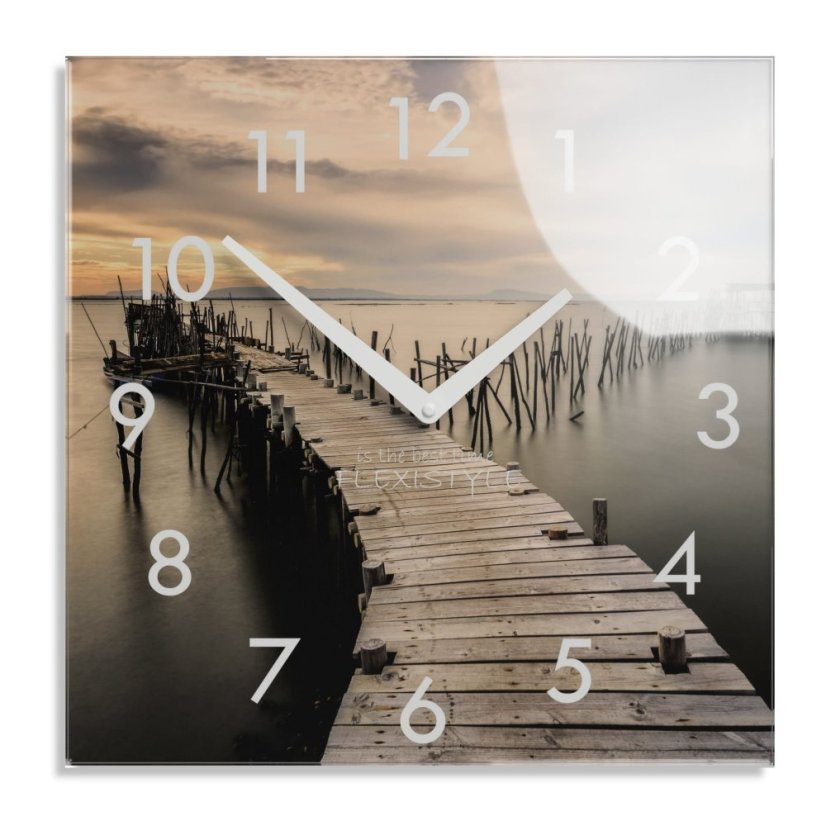 Ceas decorativ din sticlă cu imprimeu lac, 30 cm