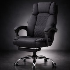Ergonomischer Bürostuhl mit Fußstütze und Massage - schwarzer Stoff