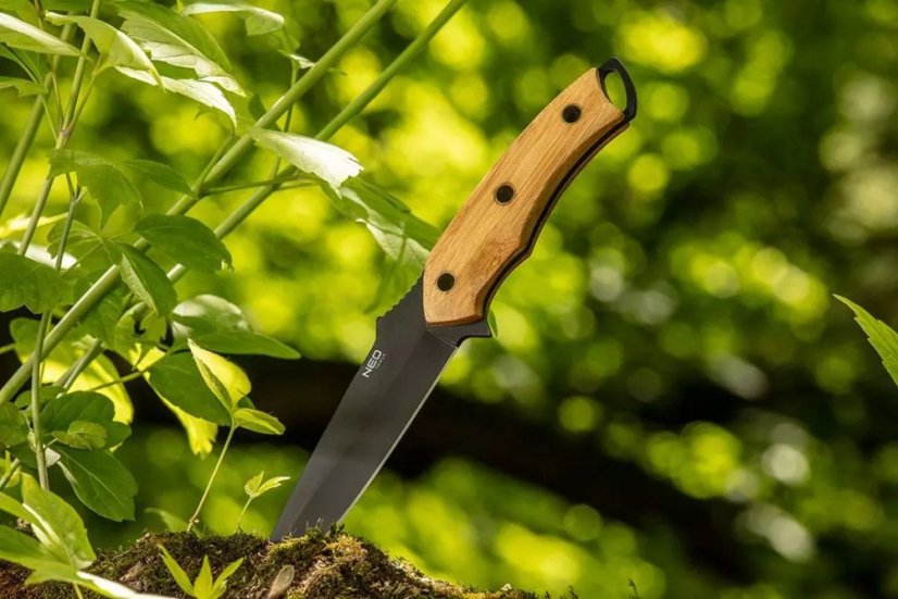 Coltello da esterno con manico in bambù 25 cm