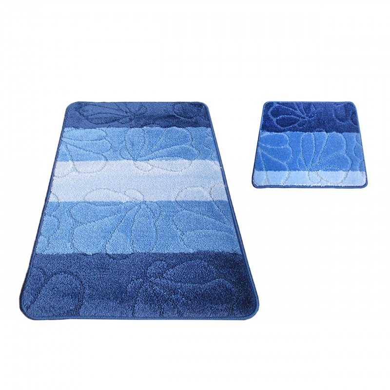Gyönyörű kék szőnyegek a fürdőszobába - Méret: 50 cm x 80 cm + 40 cm x 50 cm