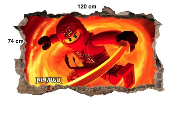 Autocolant de perete roșu ninja go 120 x 74 cm