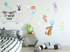 Autocolant de perete vesel pentru copii Animale Pe Baloane