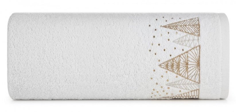 Bavlnený uterák biely so zlatou vianočnou vyšívkou - Rozmer: Šírka: 50 cm | Dĺžka: 90 cm