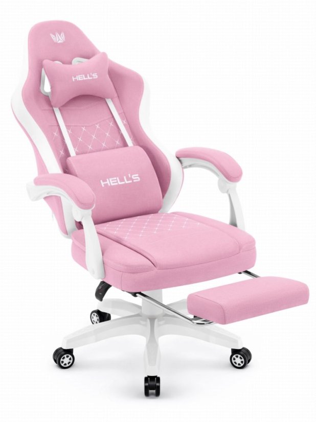 Scaun confortabil pentru jocuri și birou HC-1015 cu suport pentru picioare - roz