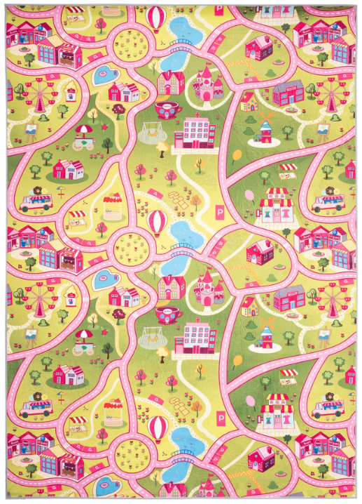 Detský koberec FLANNEL - ružová autodráha