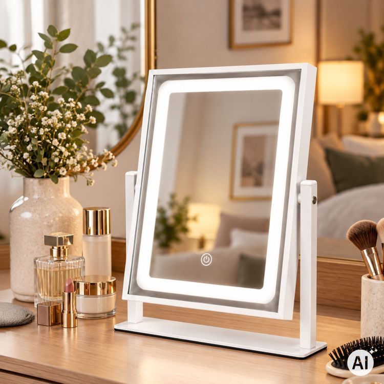Hollywoodské LED kosmetické zrcátko na stůl s dotykovým ovládáním – 25 x 30 cm