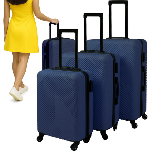 Komplet 3 potovalnih kovčkov TRIZAND - temno modri