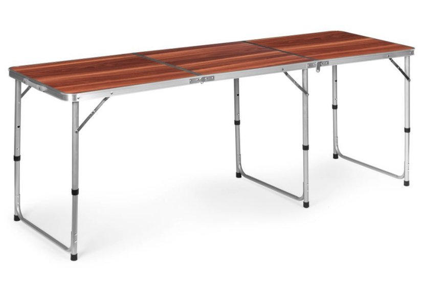 Klappbarer Catering-Tisch 180 x 60 cm mit Holzimitation 3-teilig