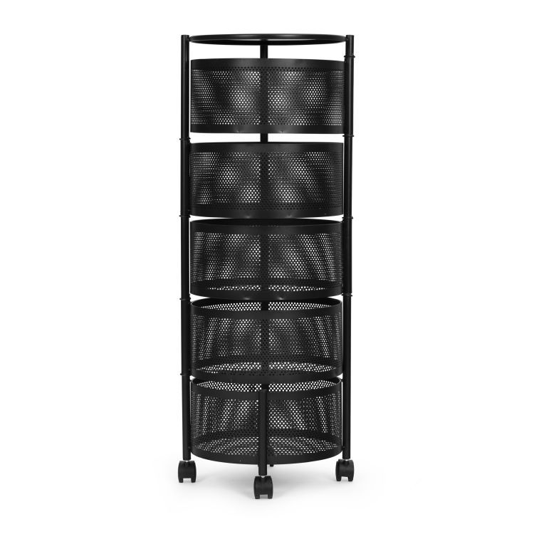 Regal mit Körben in Schwarz auf Rädern