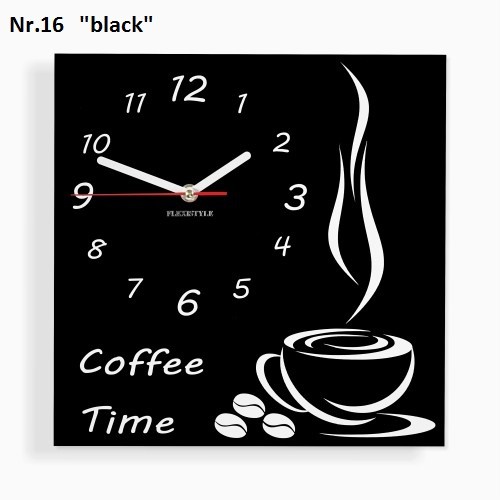Coffee Time nástěnné kuchyňské hodiny - Barva produktu: Oranžová