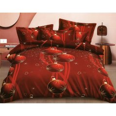 Rdeča bombažna posteljnina z motivom božičnih okraskov