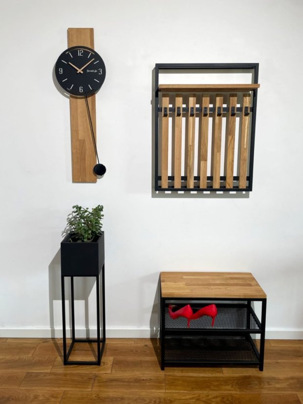 Drevené hodiny s kyvadlom NATURALE - čierne