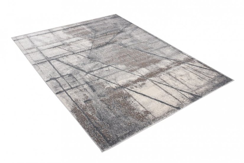 Beige-grauer Designteppich mit abstraktem Muster 