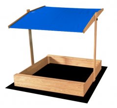 Cutie de nisip pentru copii cu acoperiș albastru 120 x 120 cm