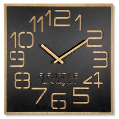 Design-Wanduhr in einer luxuriösen Kombination aus Holz und schwarzer Farbe 60 cm