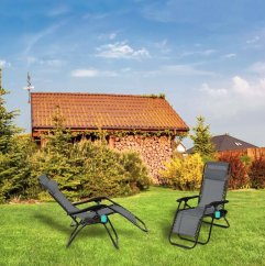 Gartenliege grau mit Getränkehalter