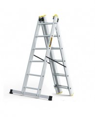 Večnamenska aluminijasta lestev, 3 x 6 stopnic in nosilnost 150 kg