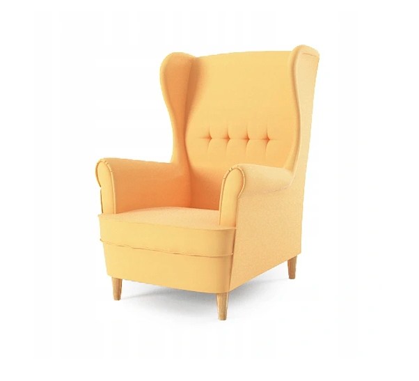 Designové křeslo žluté barvy ve skandinávském stylu