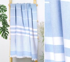 Pamut törölköző rojtokkal - kék mintás