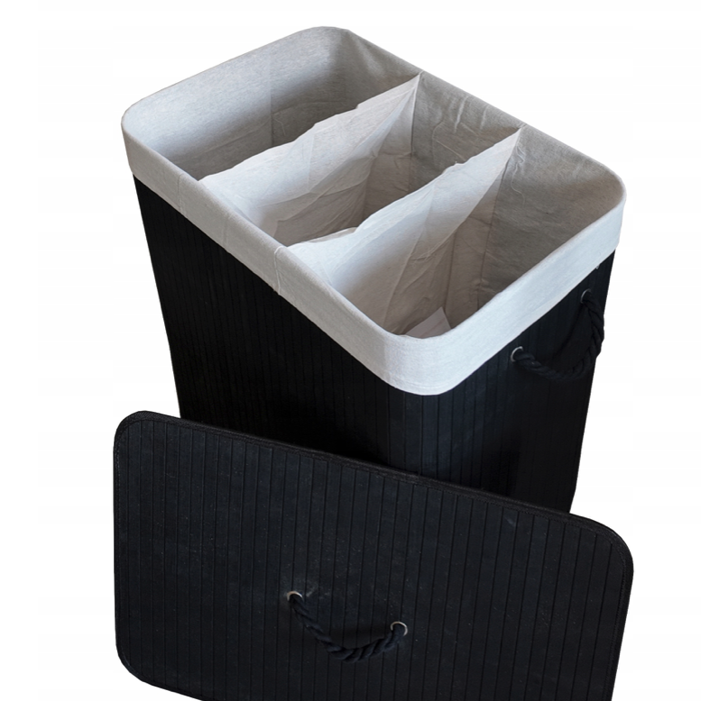 Bambusový kôš na bielizeň – 3 komory, 150 l