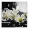 Okrasna steklena ura z belo orhidejo, 30 cm