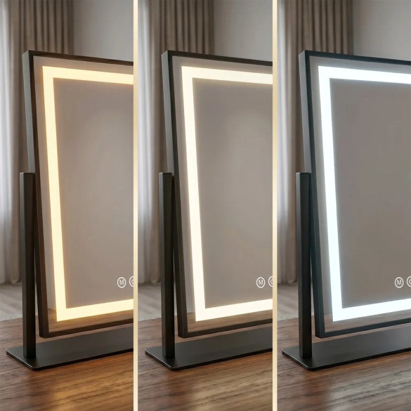LUMI LED-es kozmetikai asztali tükör kiegészítő nagyító tükörrel, 30 x 40 cm