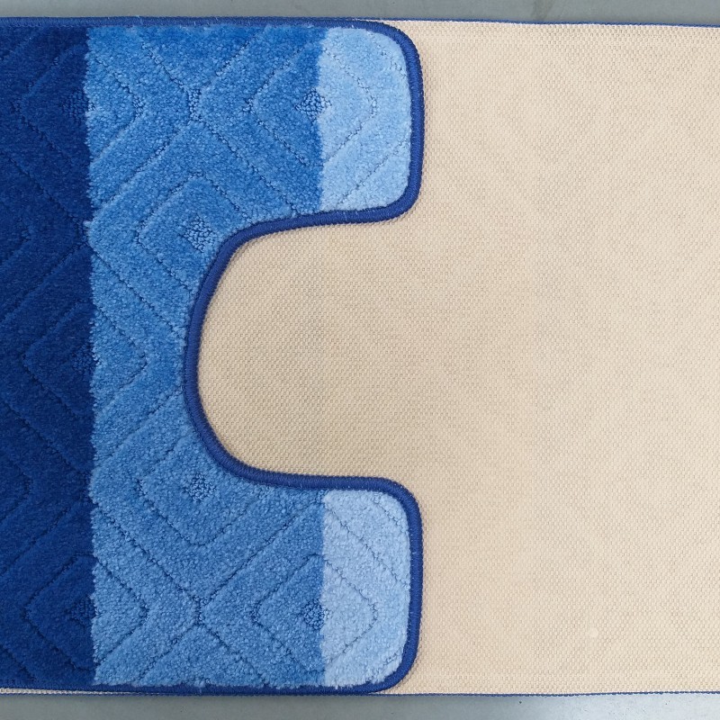 Dvodelni kopalniški komplet v modri barvi - Velikost preprog: 50 cm x 80 cm + 40 cm x 50 cm