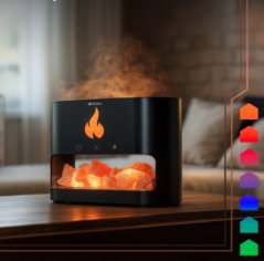 Aroma-Diffusor - Luftbefeuchter mit Kamineffekt und RGB-Hintergrundbeleuchtung