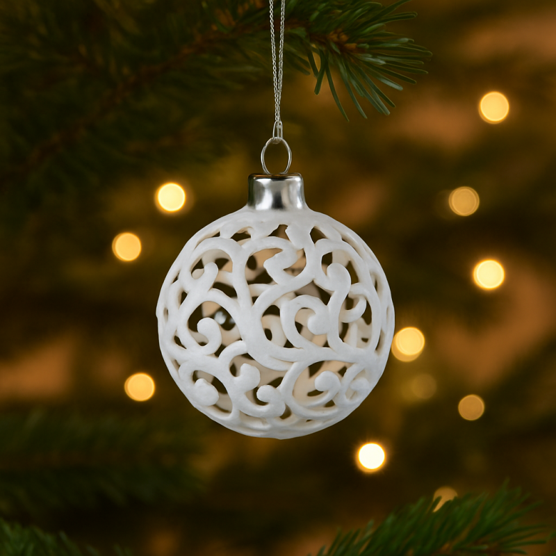 Ornamente albe pentru pomul de Crăciun 100pcs