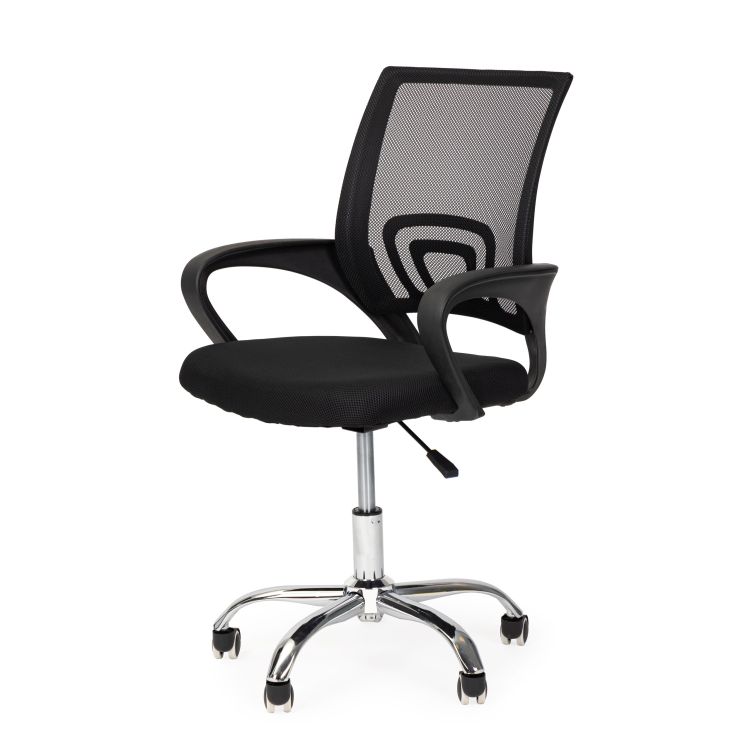 Ergonomická kancelářská židle v černé barvě s kovovou základnou