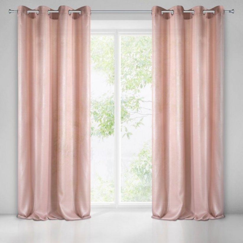Svetleča pudrasto roza okenska zavesa 140 x 250 cm
