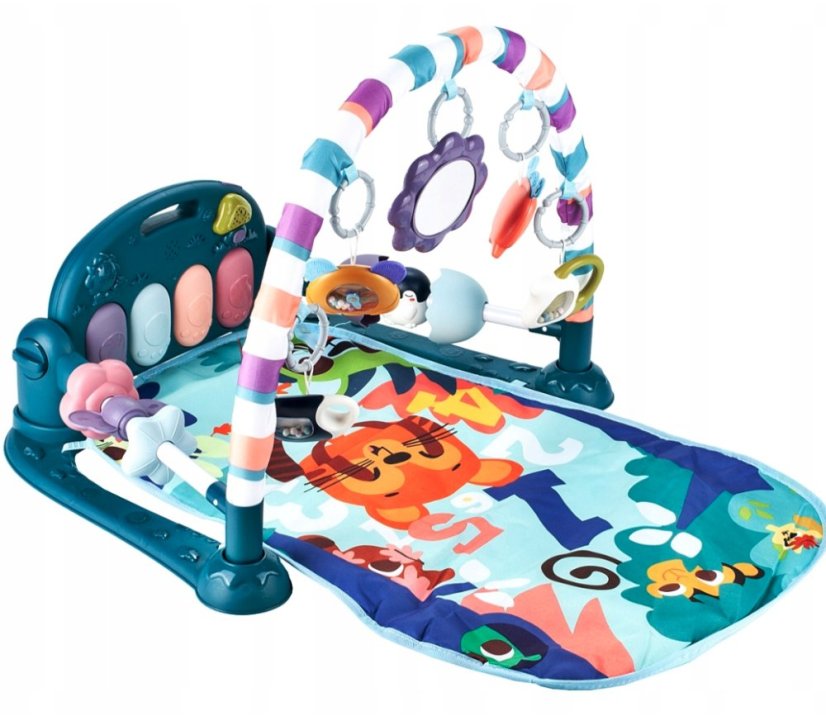 Gyermek játéktakaró - kék oktató szőnyeg játékokkal, fénnyel és dallamokkal