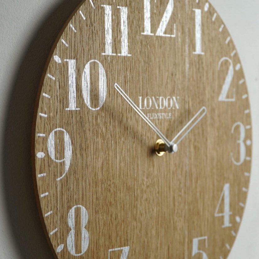 Dekorative Uhr im Retro-Stil LONDYN RETRO WOOD 30cm