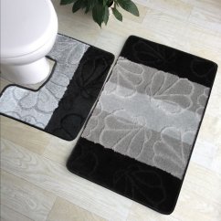 Комплект черни килимчета за баня и тоалетна