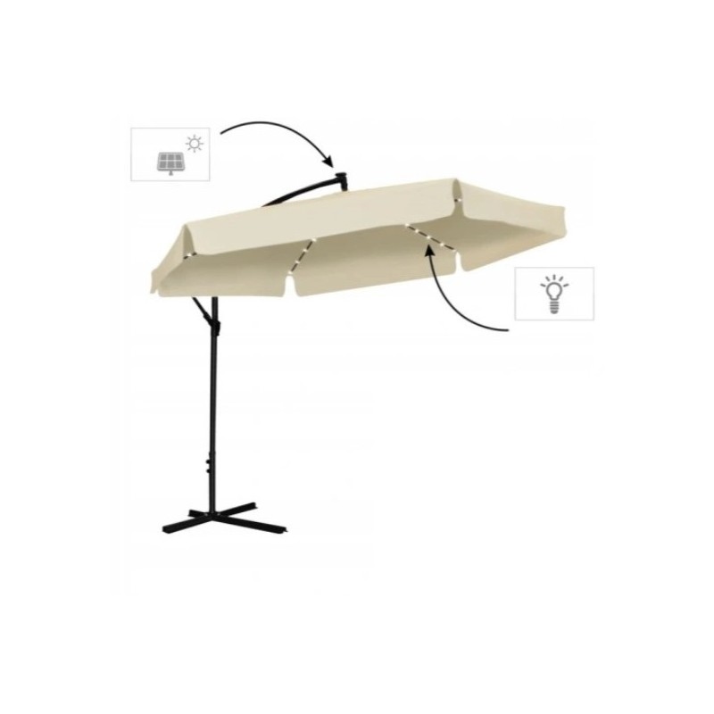 Parasol de grădină 3,5 m cu lumină solară LED - crem, UV50+