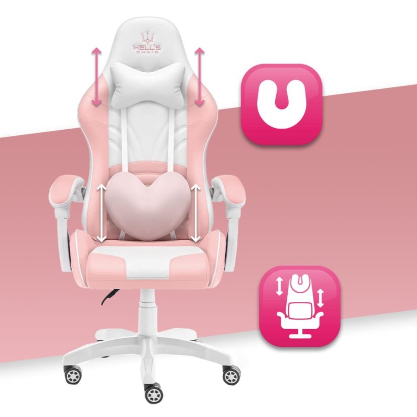 Rainbow Gamer szék - rózsaszín-fehér